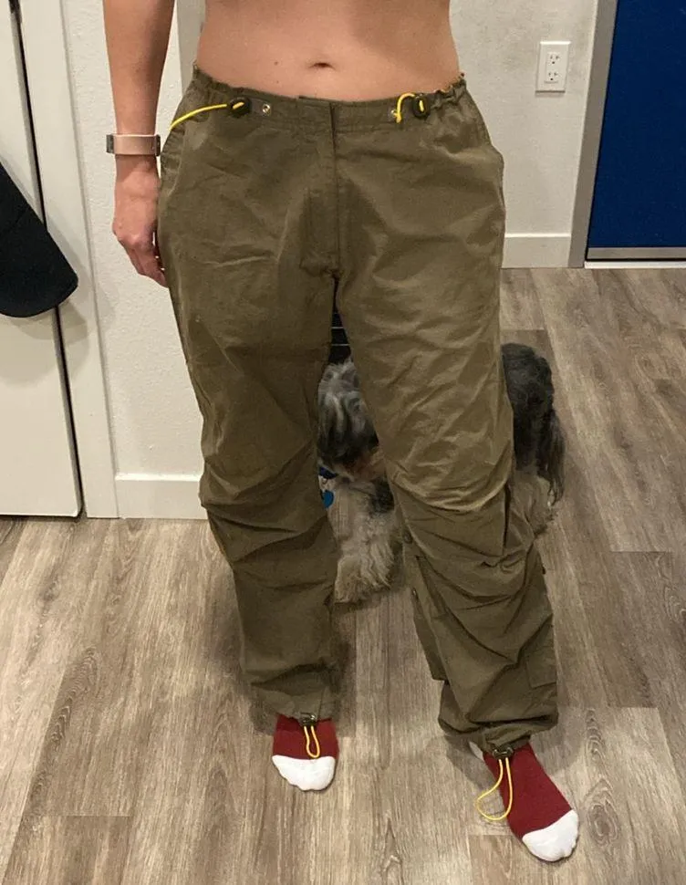 Y2k vintage L.E.I low rise baggy utility cargo pants olive green medium - Image 4