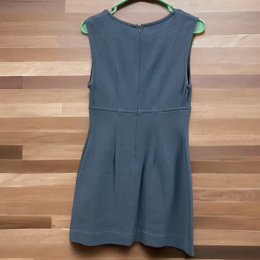 Wool Blend Parosh Blue Sleeveless Pocket Front Zip Back Imported Mini Dress S - Image 12