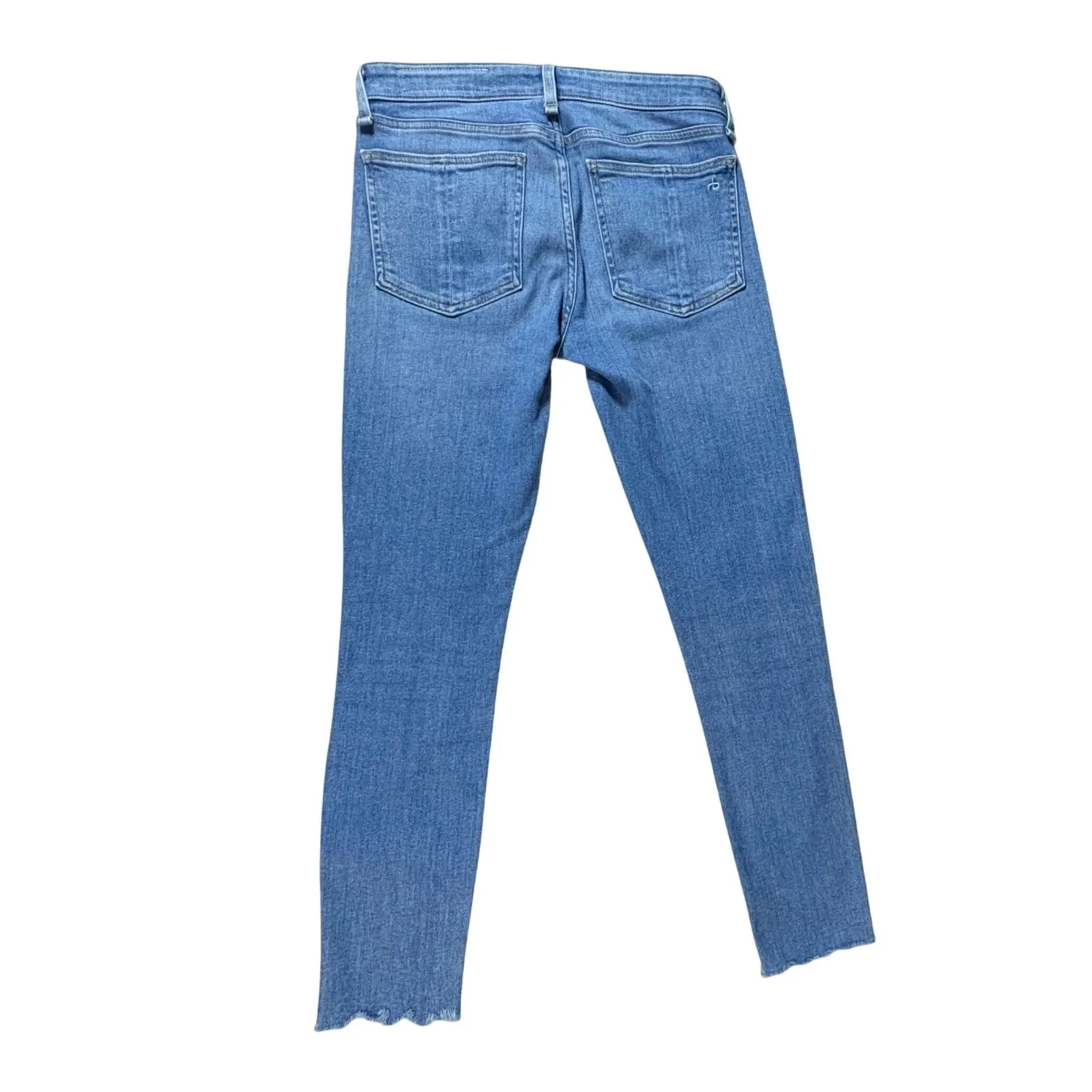 Rag Bone Mid‎ Rise Ankle Skinny Jeans Blue Frayed Raw Hem Size 25 - Image 3
