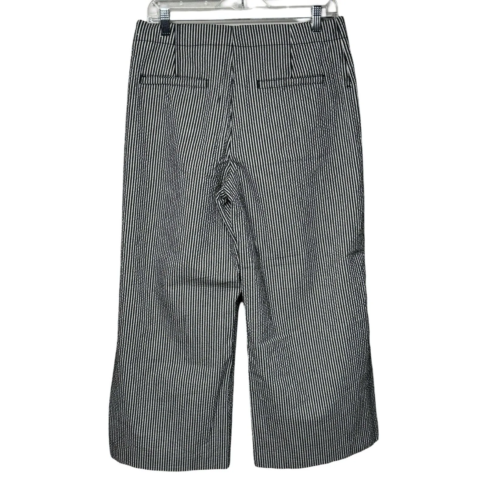 Ann Taylor Factory Crop‎ Wide Leg Pants Womens 6 Black White Stripe Workwear - Image 2