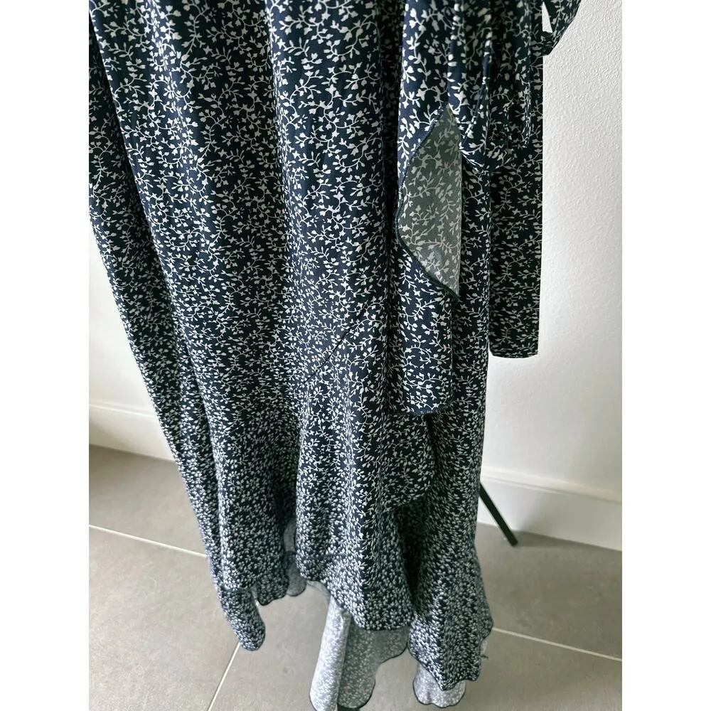 Plus Size 18 Wedding Guest Maxi Dress Curvy Women Casual Boho Floral Long Wrap Blue - Image 4