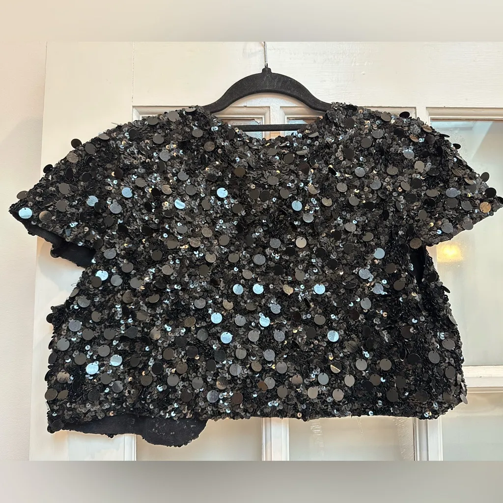 Vintage Betsey Johnson 90’s Sequin Glam Rock Bolero Crop Sweater Jacket Size M - Image 7