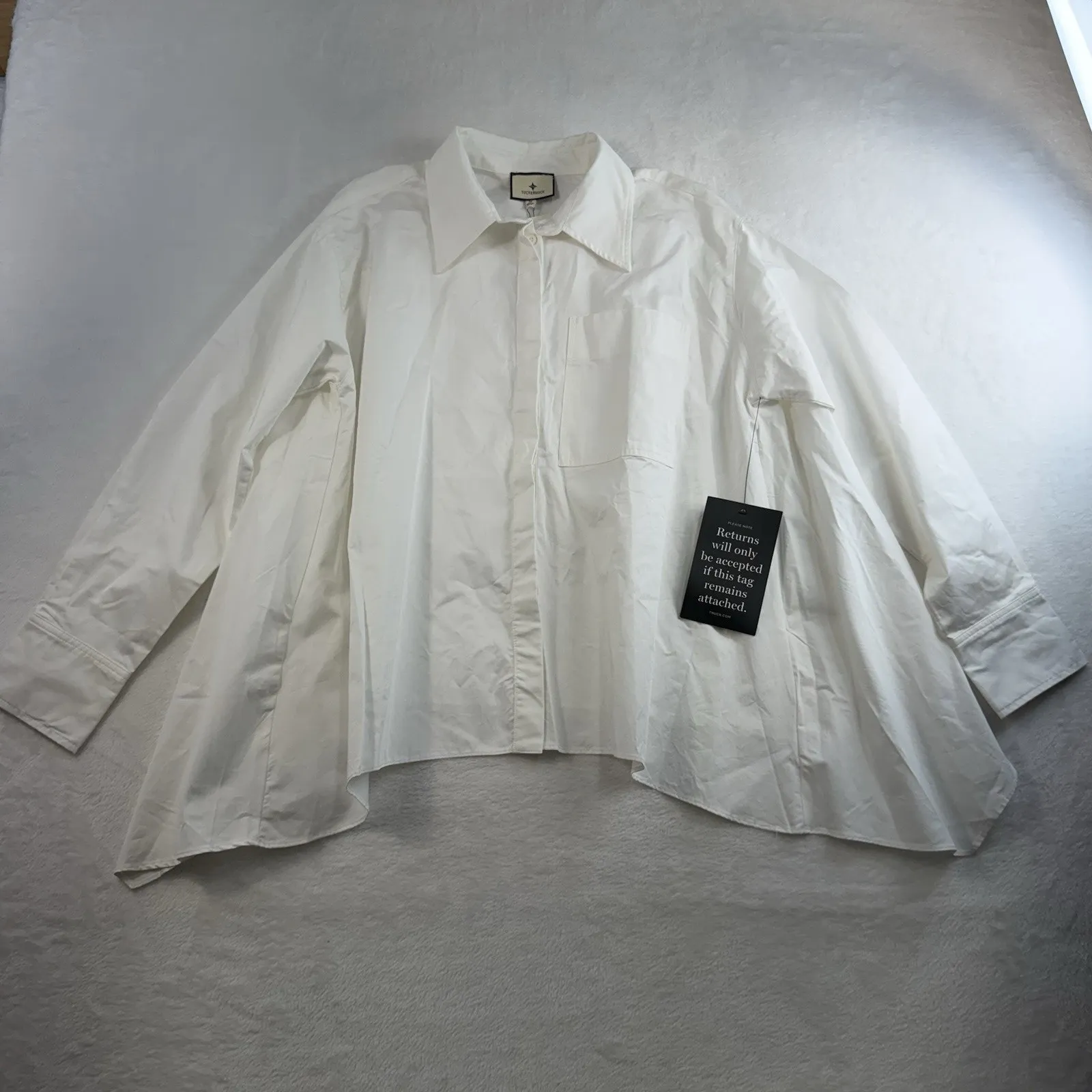 TUCKERNUCK Sz M White Cotton Cape Button Down Shirt Crisp Timeless Capsule Top - Image 4