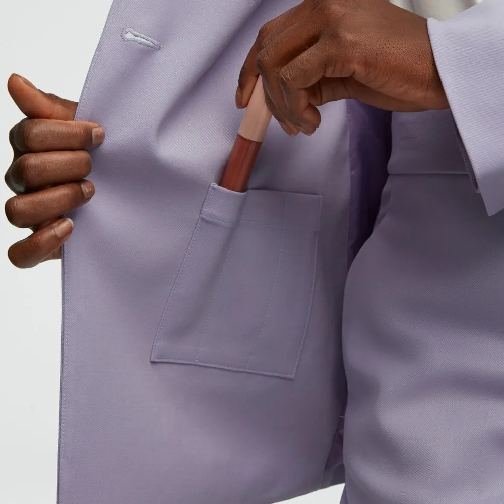 Argent Single Button Blazer in Seasonless Wool Lilac 2 Purple - Image 5