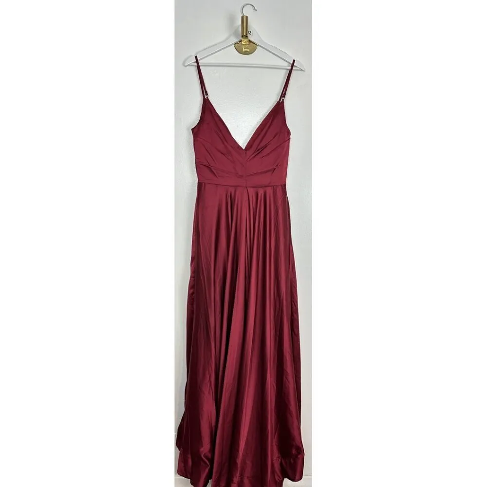 LA FEMME Satin Ballgown in Wine Size US 10 - Image 7