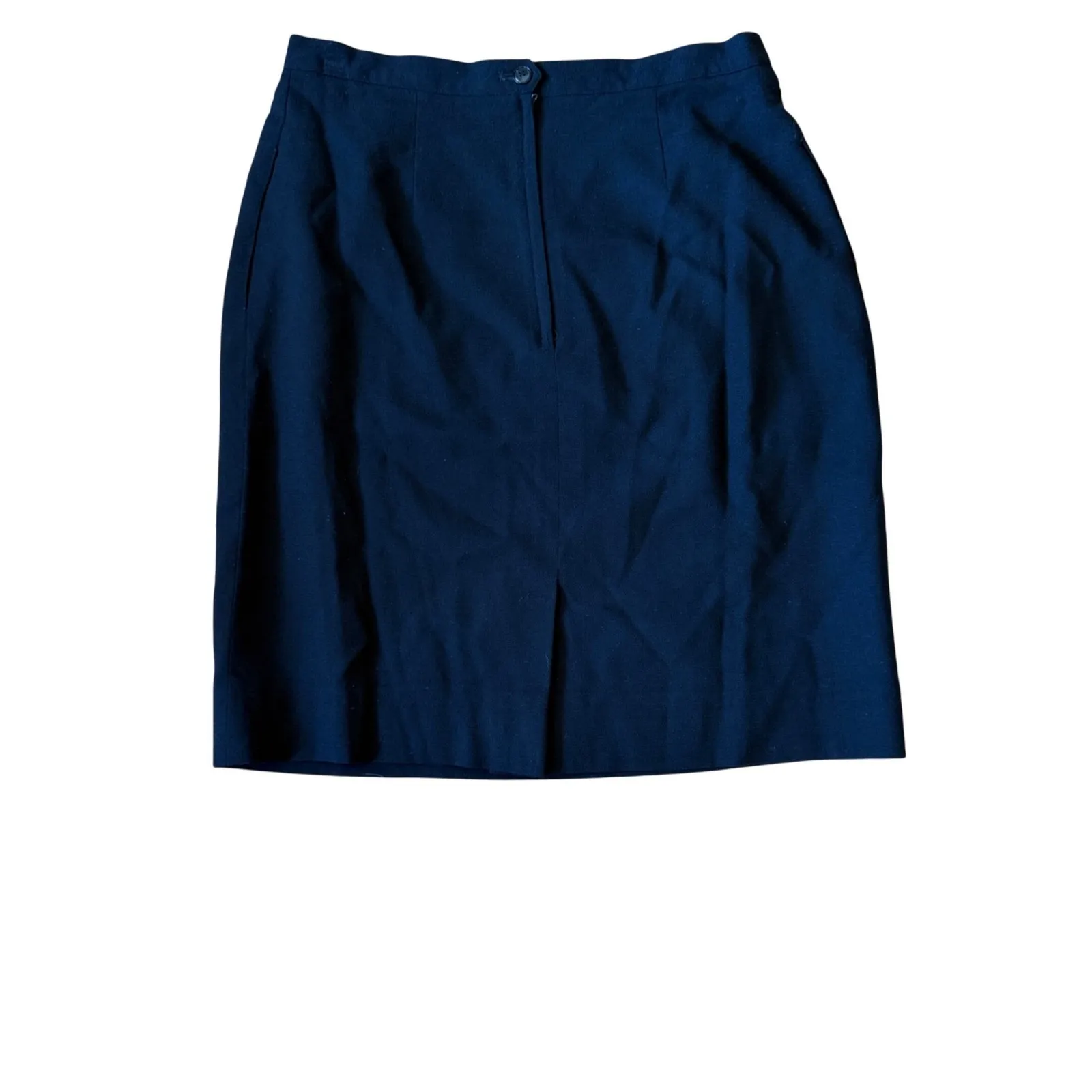 Vintage Navy Blue Wool Blend Skirt Midi Skirt Size 14 - Image 2