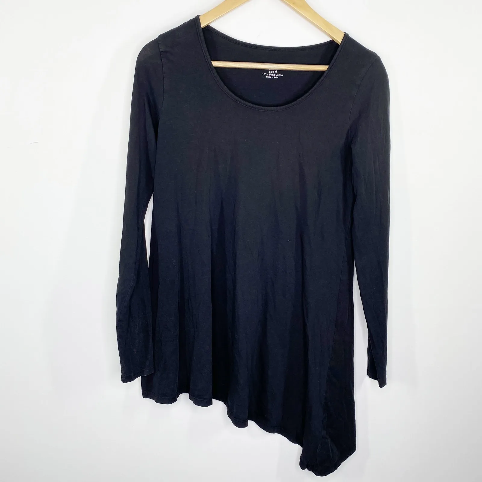 For The Republic Black Asymmetrical Pima Cotton Shirt Women's Size Medium M - Image 4