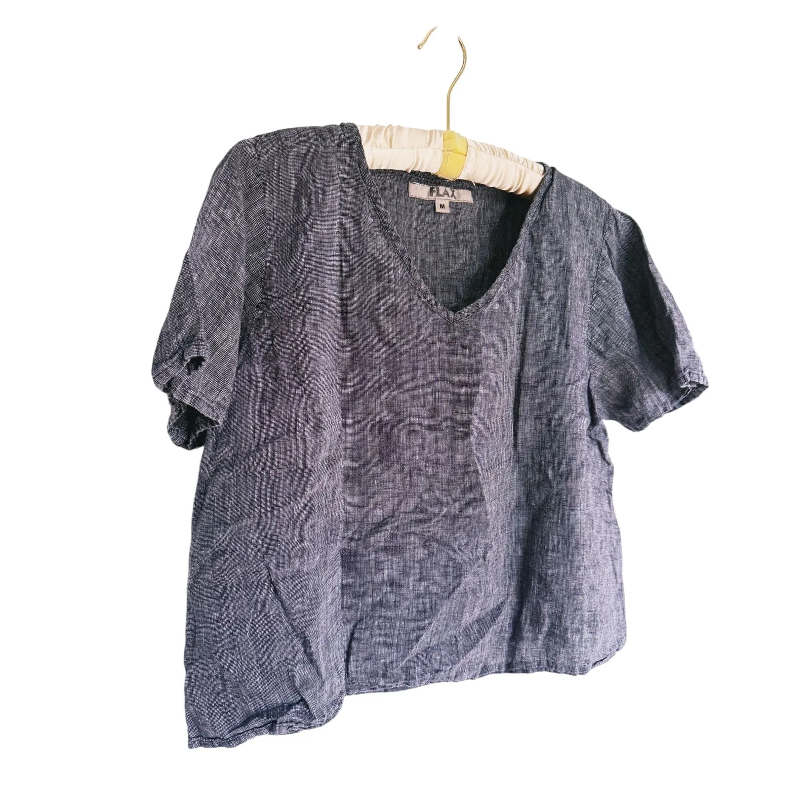 FLAX Boxy Lagenlook Linen Top Medium Space Gray Organic Peasant Oversized Basic - Image 5