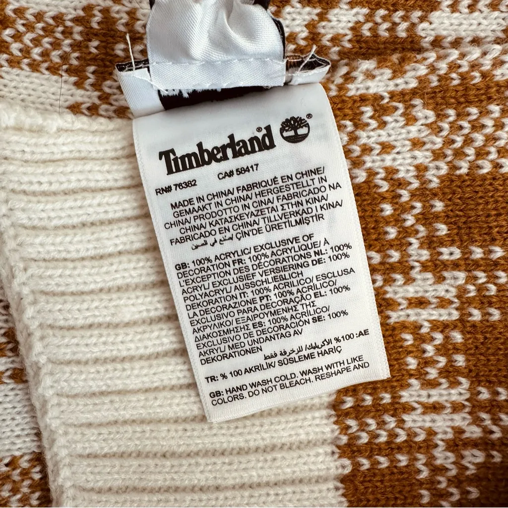 Timberland Tan & Cream Checkered Plaid Scarf NWOT - Image 6