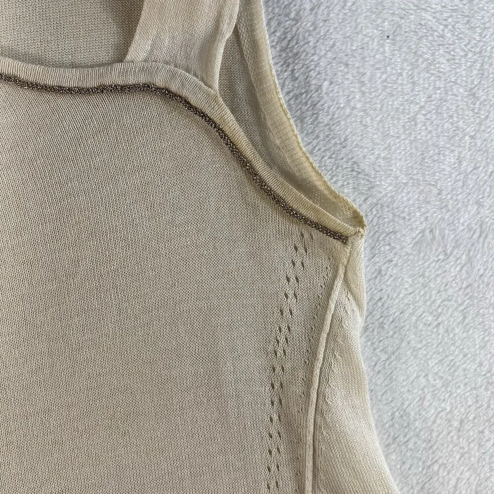 Margaret O'Leary XS Tunic Sweater Silk Linen Bend Asymmetric Sleeveless Knit - Image 3