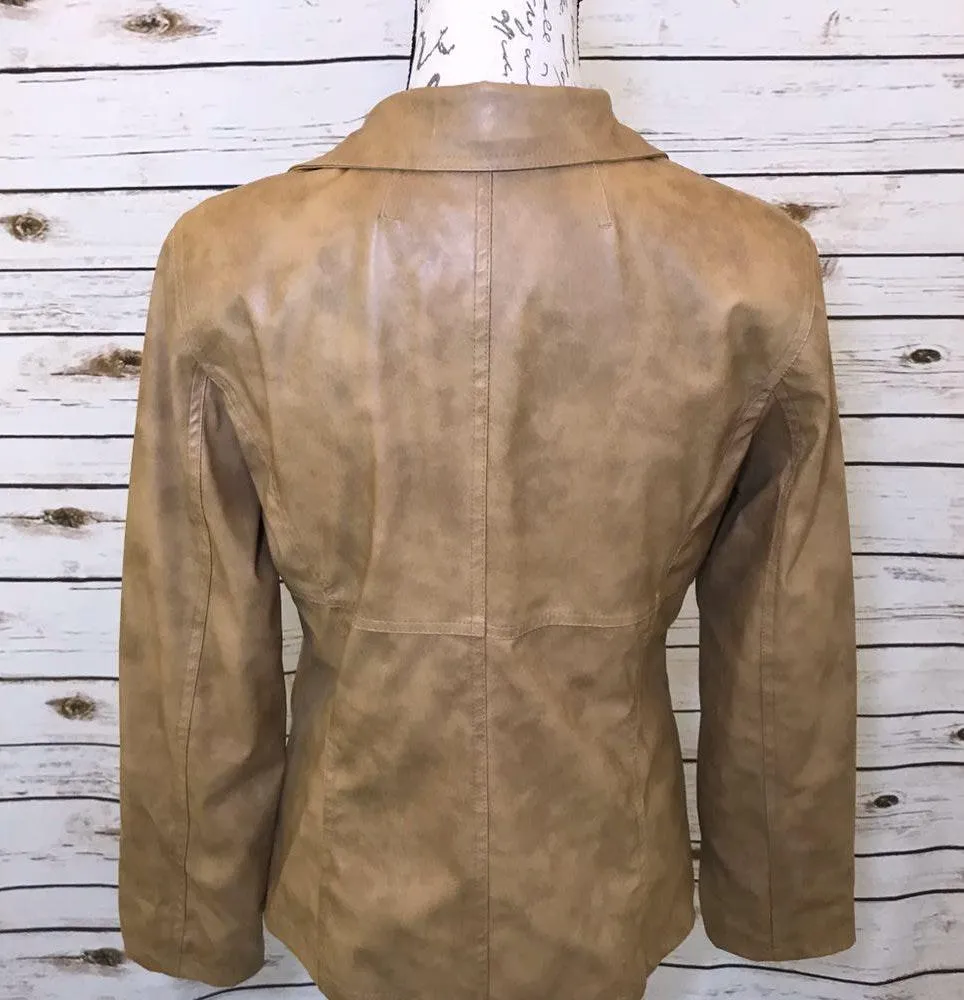 Vintage Tan 1970's Retro Leather Jacket New - Image 6