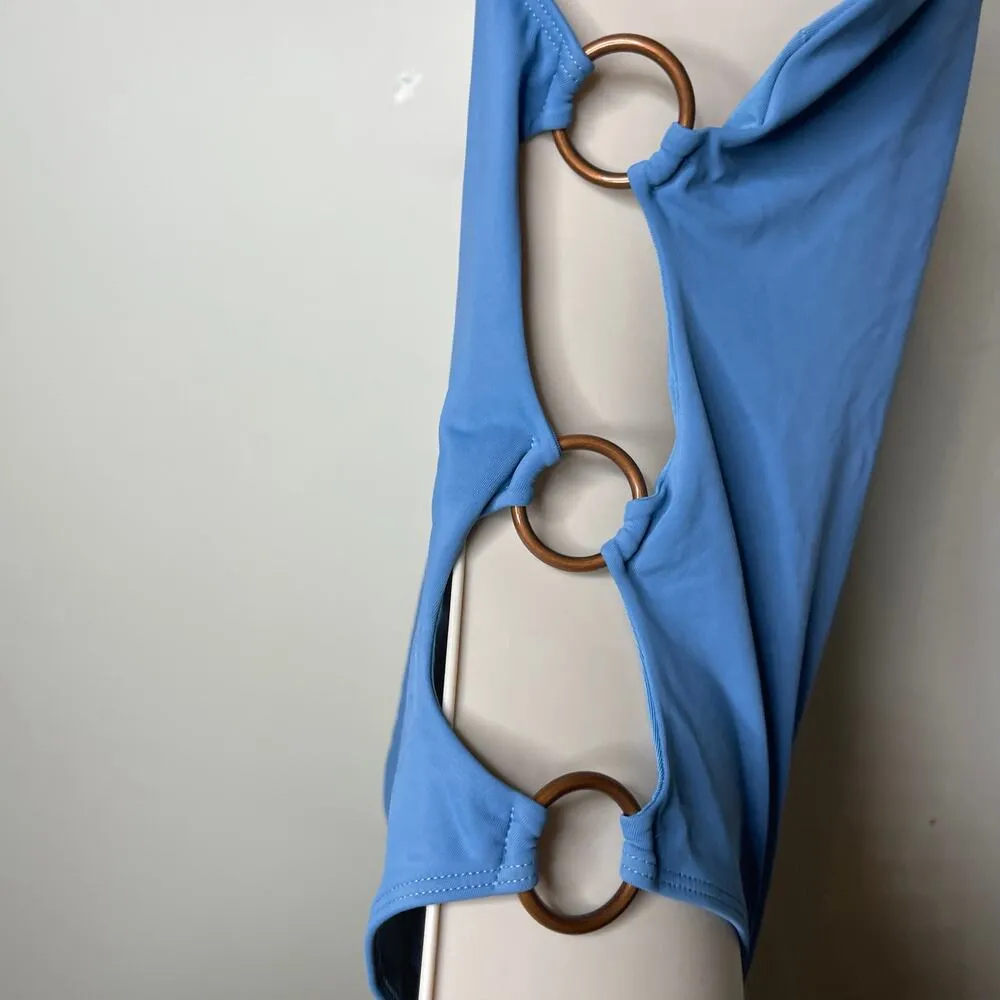 Aerie One Piece Swimsuit Blue Rings Padded size Medium - Image 4