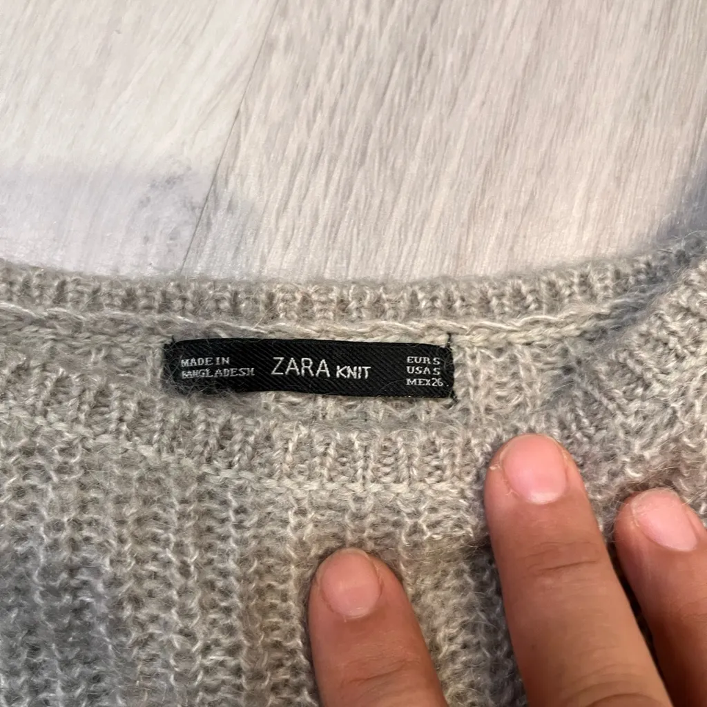 Zara Tan‎ Crew Neck Sweater with Ribbed Texture - Image 2