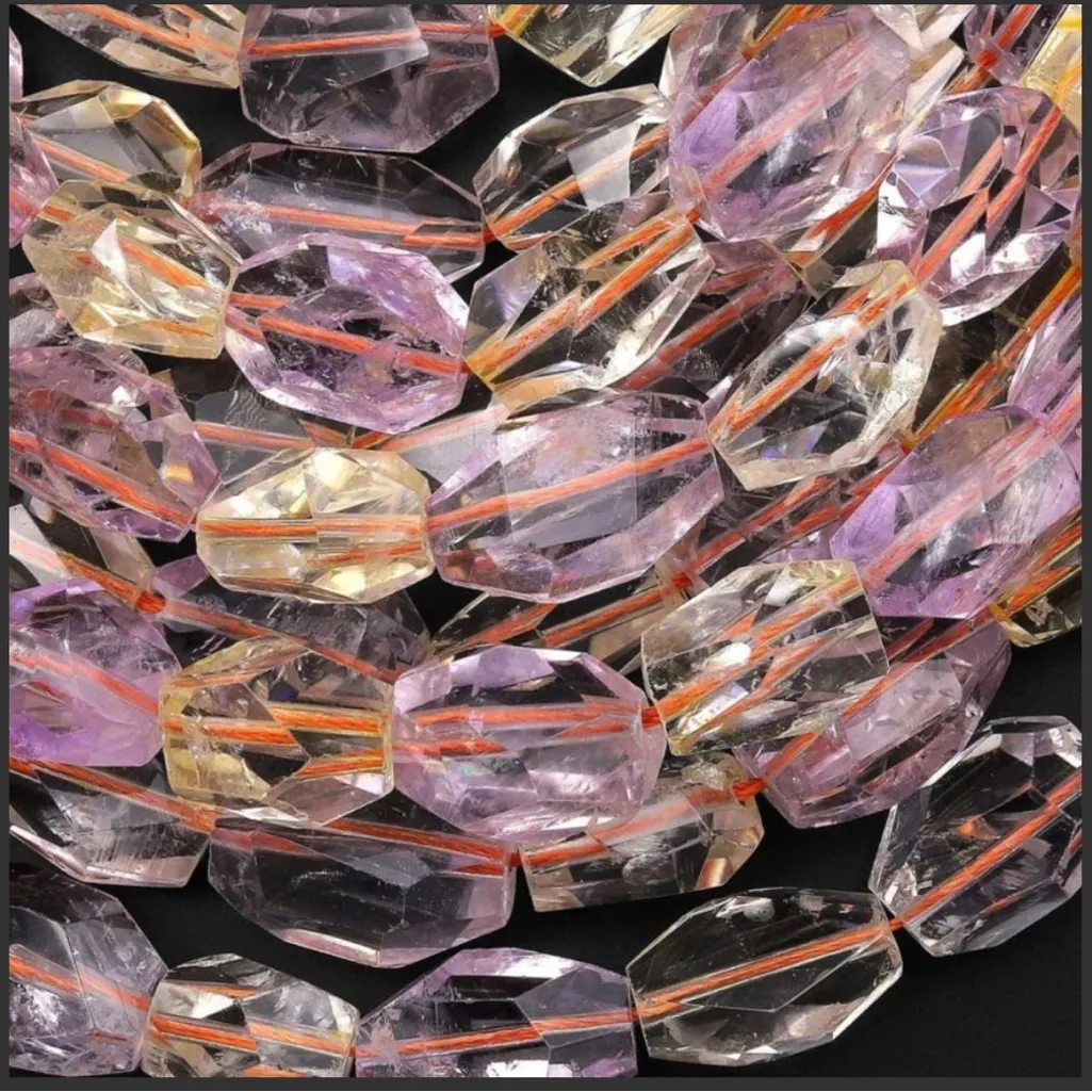 B91. Angelite & Faceted Lilac Amethyst Nugget w/ .925 SS Beaded Bracelet Blue - Image 5