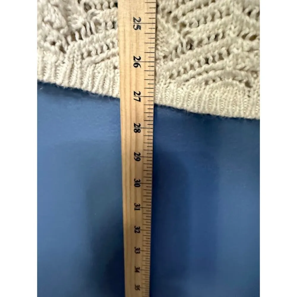 Espirit Shirt Women's Sz Medium Boho Crochet Top Neutral Beach Cruise Open Kni - Image 9