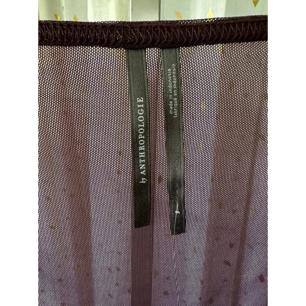 By Anthropologie NWT Mesh Front Tie Ruched Sleeves Swim Cover Up Layering Top S - Image 7