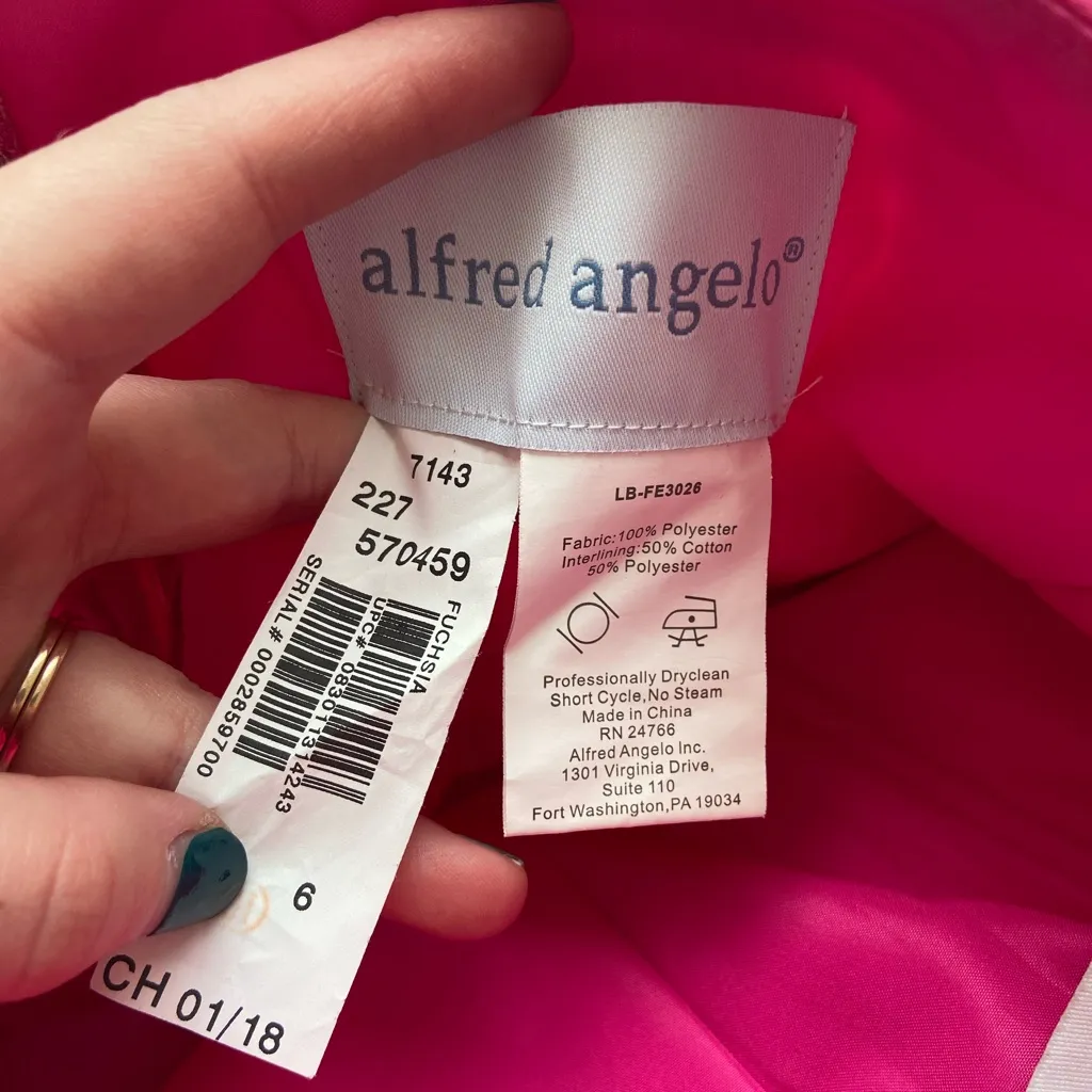 Alfred Angelo women’s pink layered ruffle‎ strapless zip knee length flowy dress - Image 9