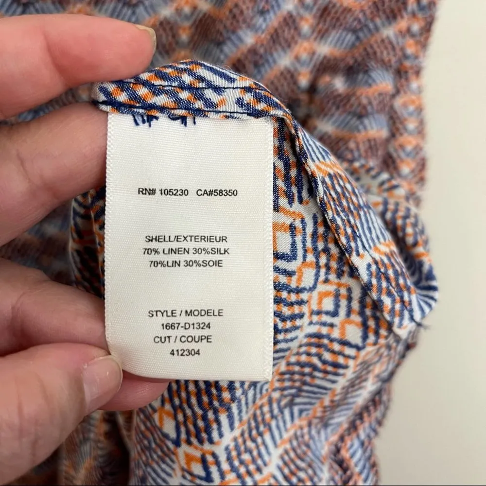 Joie Meriel Linen and Silk Chevron Print Sleeveless Dress - Image 7