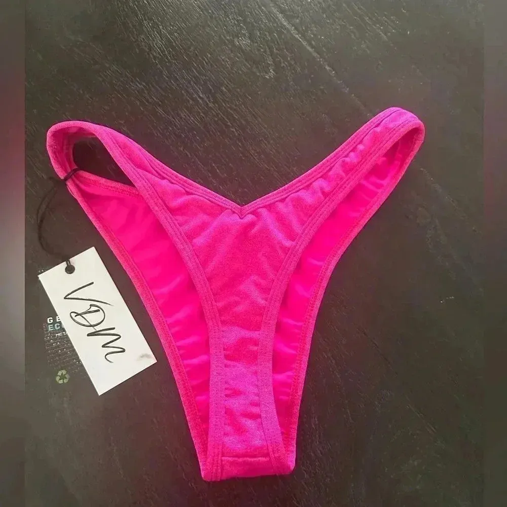 Revolve VDM Kate Reversible Bikini Bottom In‎ Milano Pink Sz S - Image 3