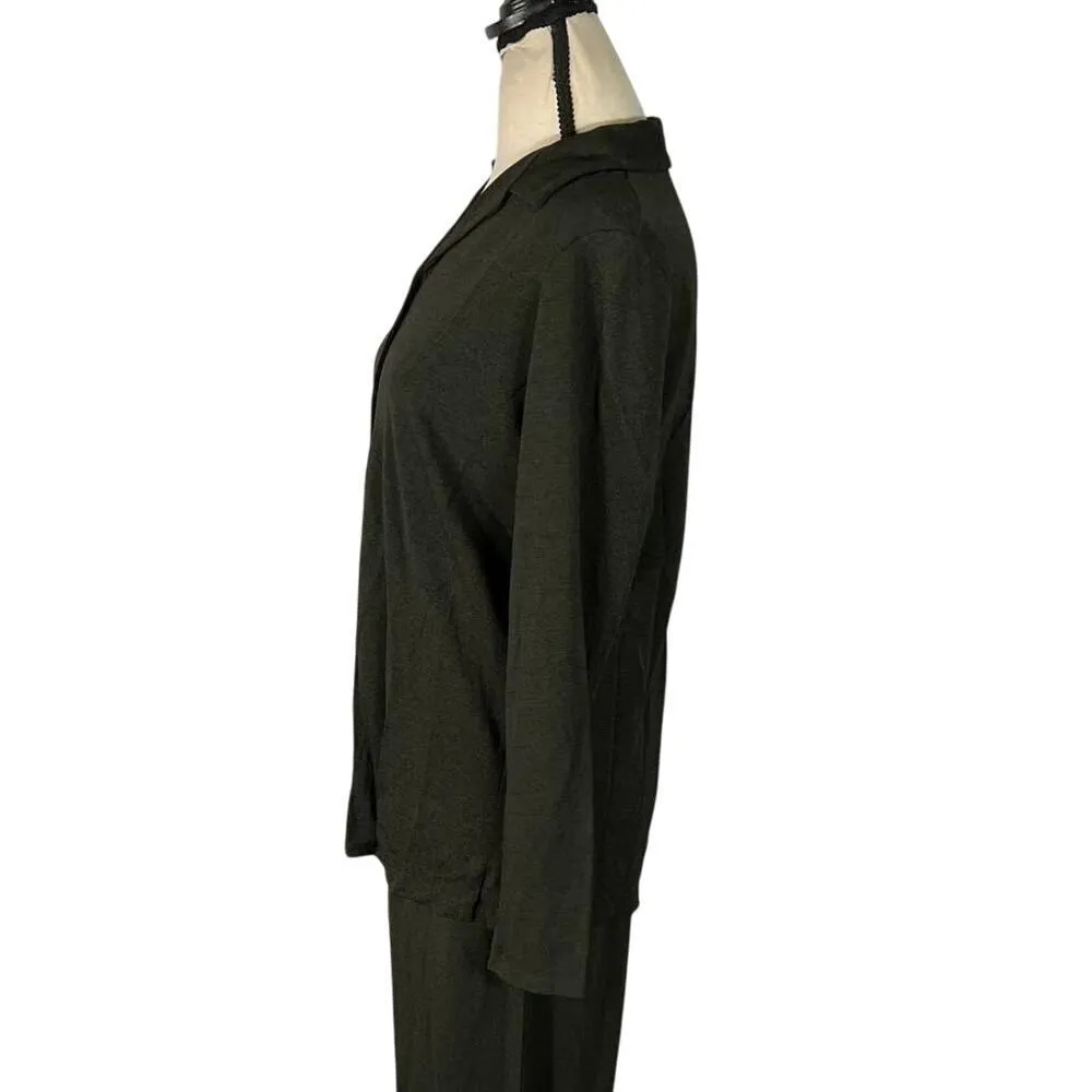 Max Studio Long Sleeve Button Down Shirt Women's Medium Green Collared NWT - Image 4