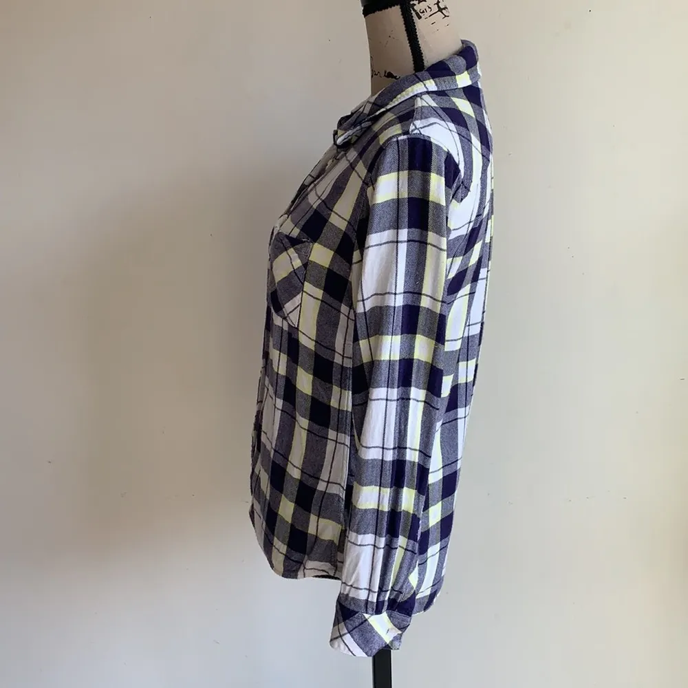 Rails Hunter Navy and Yellow Flannel Size Small - Image 7