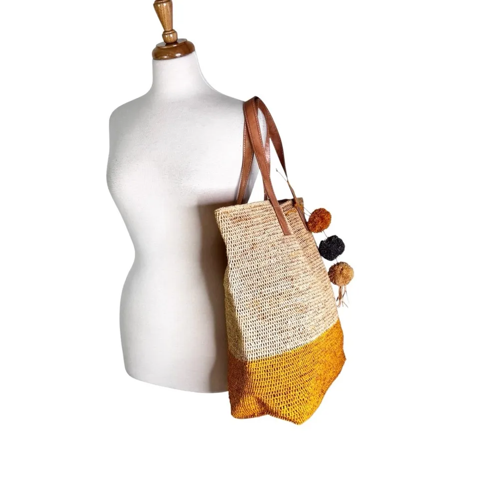 NWT Mar Y Sol Montauk Straw Large Tote in Sunflower Tan - Image 5