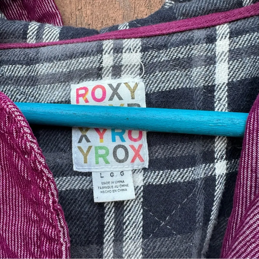 Roxy Juniors Womens Jacket Button Pea Coat Soft Hooded Purple Size Large - Image 3