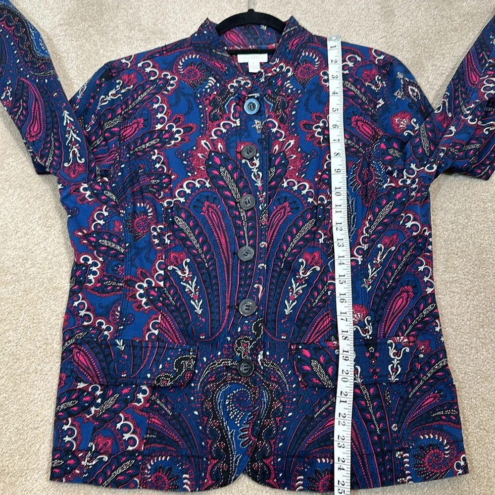 Charter Club Multicolor Paisley Print Jacket Art to Wear Stretch Women Large - Image 4