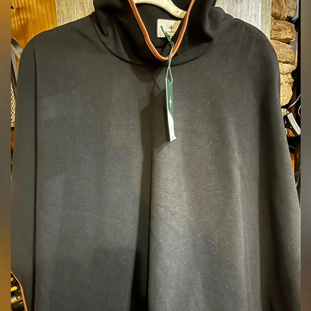 Tuckernuck Black and leather funnel neck poncho sweater Size undefined - Image 1
