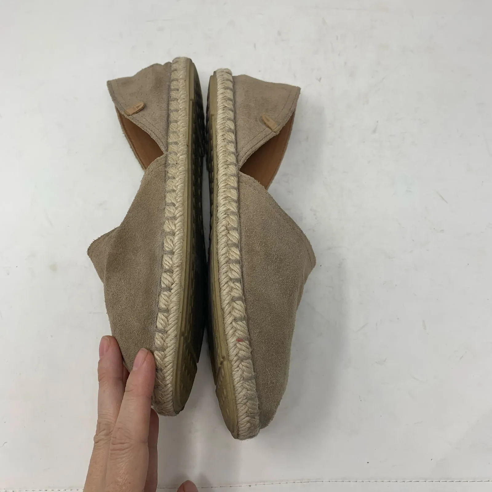 Verbenas Carmen Suede Espadrille D’Orsay Flat Taupe Tan Suede Leather Size 40 - Image 6