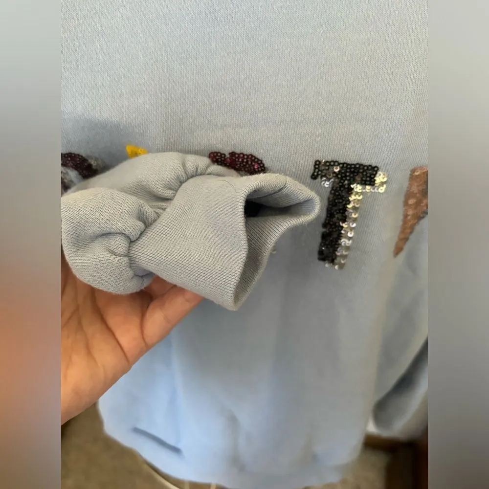 Aerie blue sequin PARTY sweatshirt M - Image 5