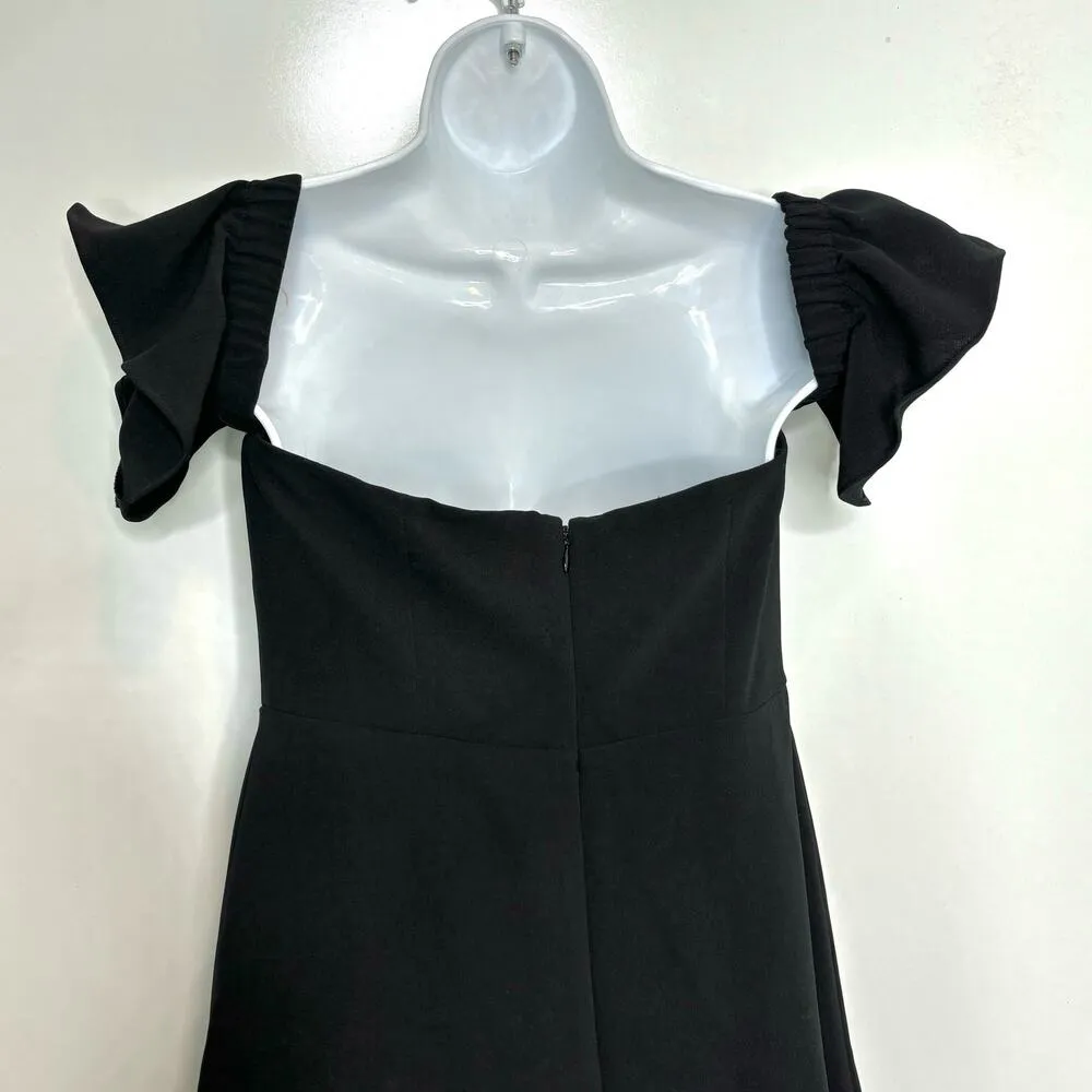 Likely Revolve Bellerose Off the Shoulder Ruffle Hem Black Mini Dress 6 - Image 11
