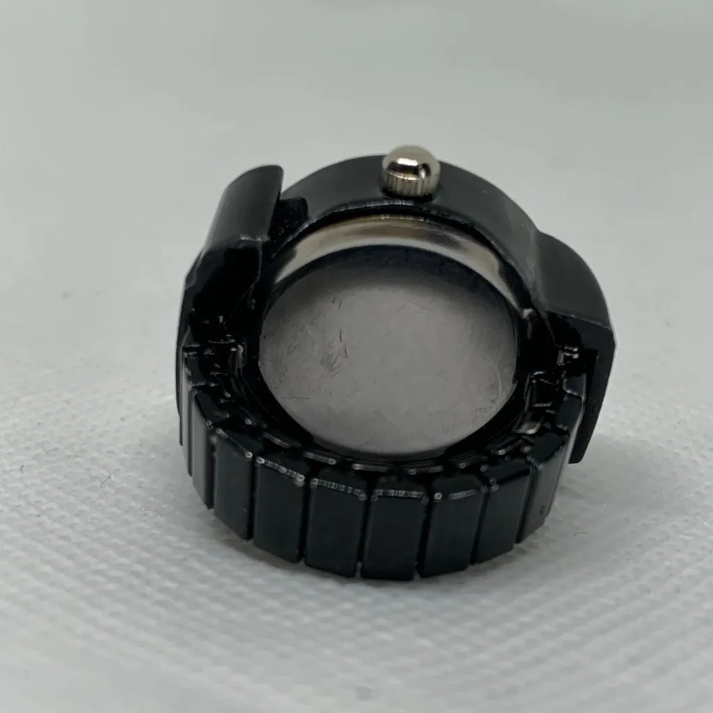 Black tone Finger Ring Watch Quartz watch 22mm rhinestones adjustable running - Image 4