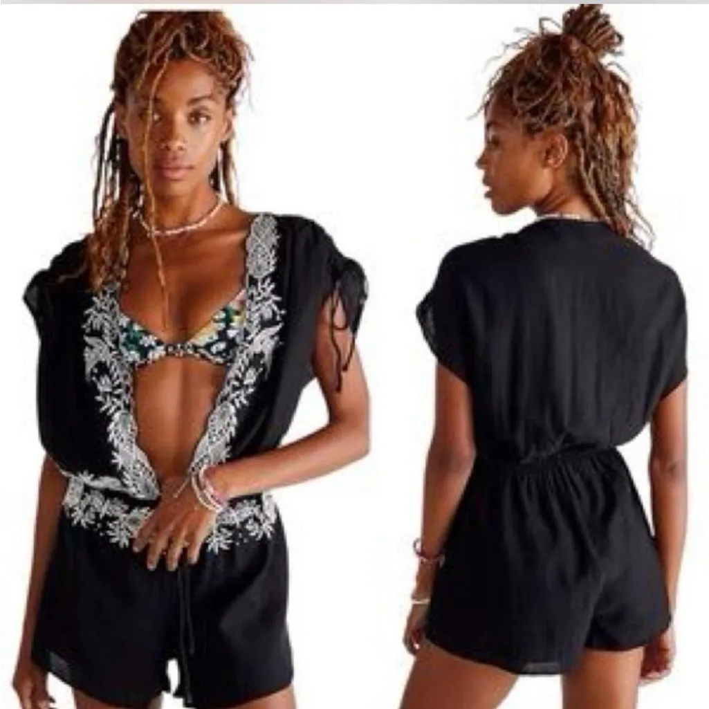 Free People Black Embroidered‎ Weila Romper - Image 8