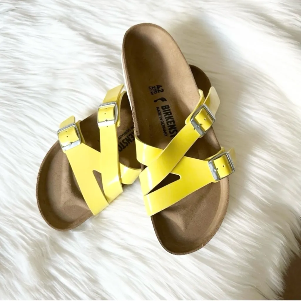 New Birkenstock Yao Euro 42 N US 11 Yao Balance Yellow Patent Slides - Image 4