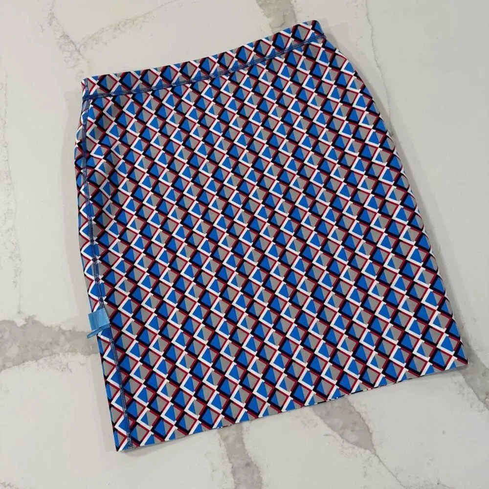 J.McLaughlin Halle Reversible Scuba Pencil Skirt Womens Medium Paisley/Geometric - Image 5