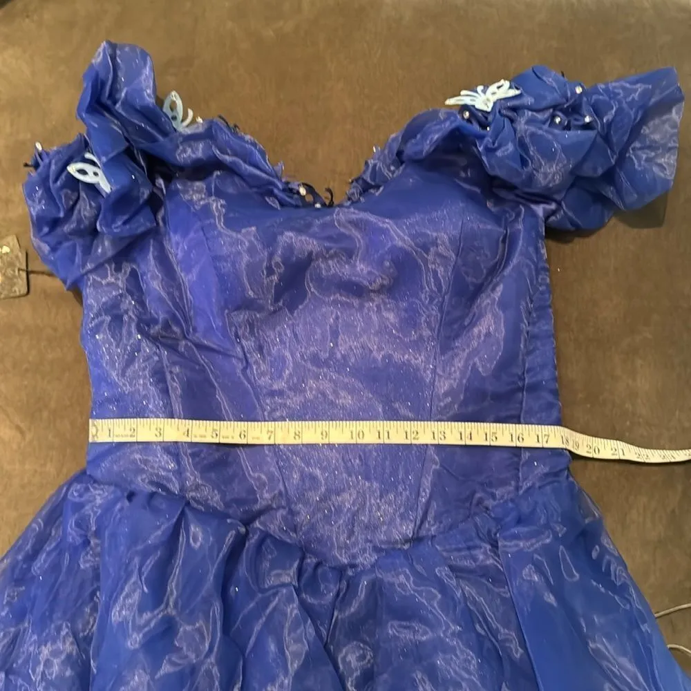 Women’s Blue Fairy Tale Prom Party Dress Butterflies Corset Back Size 16 NWT Blue - Image 8