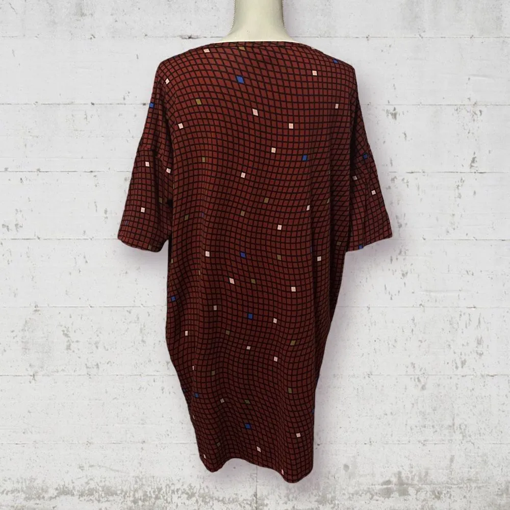 LULAROE | Irma Multicolor Geometric Red Half Sleeve Tunic Top Shirt Size S - Image 5