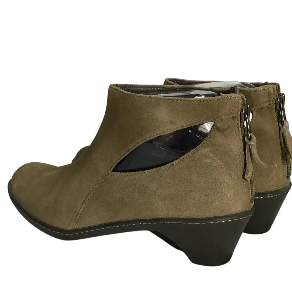 Dansko Bonita Suede Leather Ankle Booties Cutout Back Zip Boots Size 37 Tan US 7 - Image 5