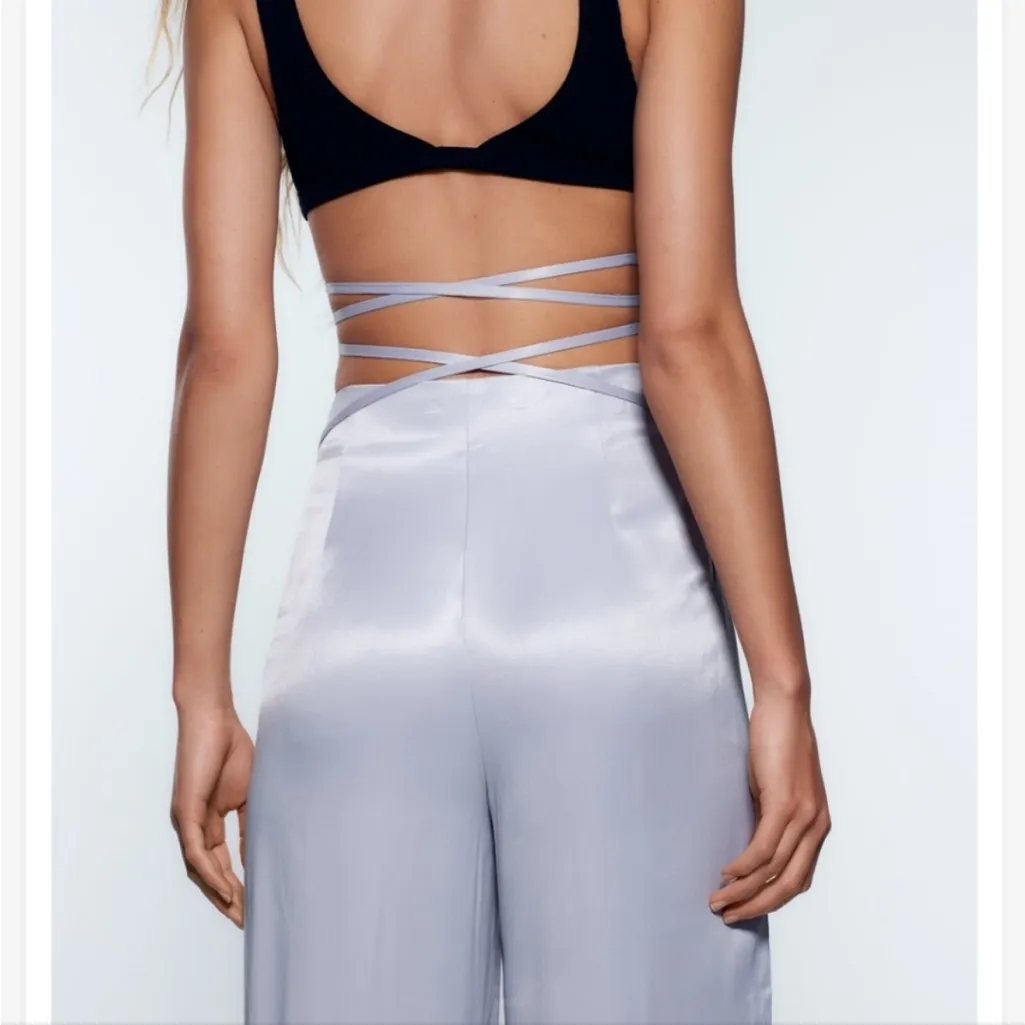 Zara Light Gray Wide-Leg Trousers - Image 3