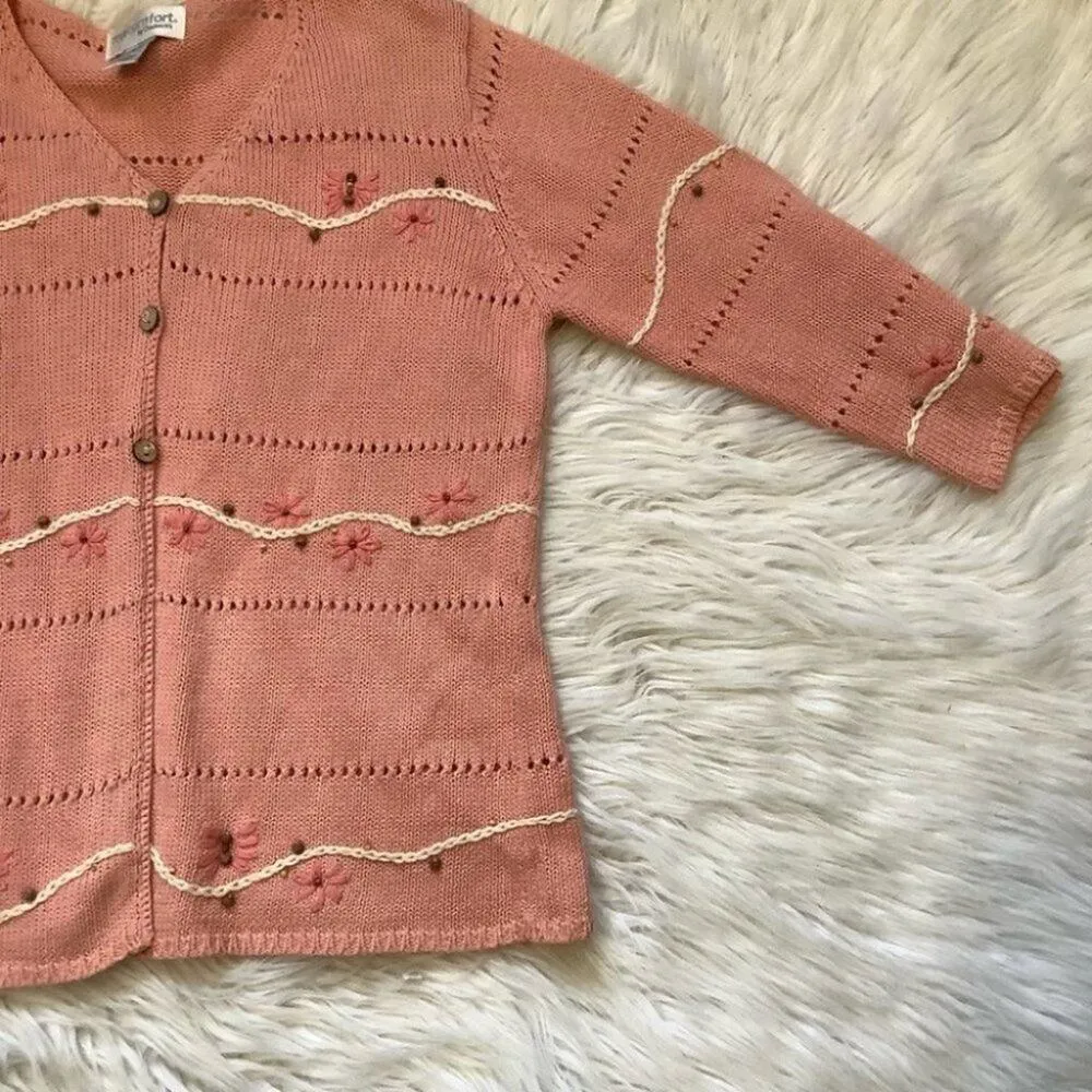 Real Comfort Vintage Bead Wooden Butterfly Cute Kawaii Unique Size Small Sweater - Image 4