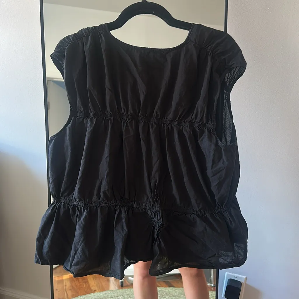 H&M Divided ruffle sinch tie black top - Image 3