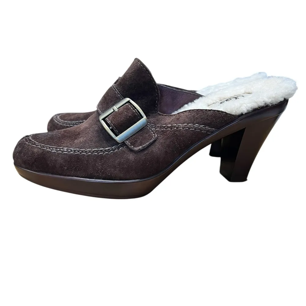 UGG Isabella Brown Suede Sheepskin Lined Clogs/Mules - Size 6 - Image 3