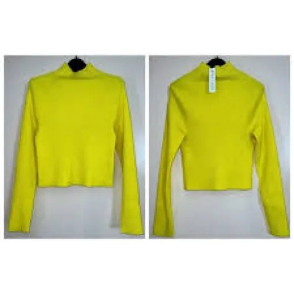 Alice + Olivia “Irena” Mock Neck Cropped Sweater in Sunflower NWT Size M - Image 5