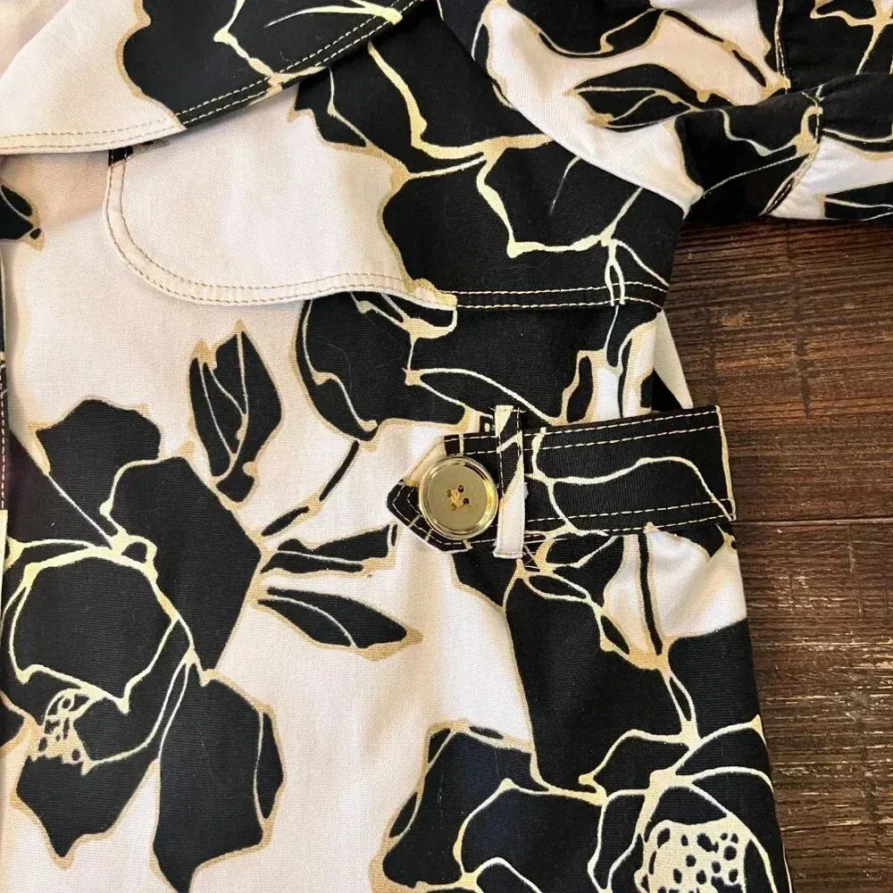 Cache Vintage Floral Cropped Jacket Balloon Sleeve Brown Cream Large EUC - Image 6