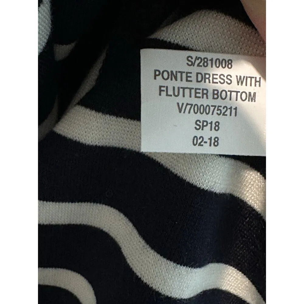 Banana Republic Dress Blue Stripe Ponte Knit Sleeveless Flutter Bottom Size 6 - Image 5