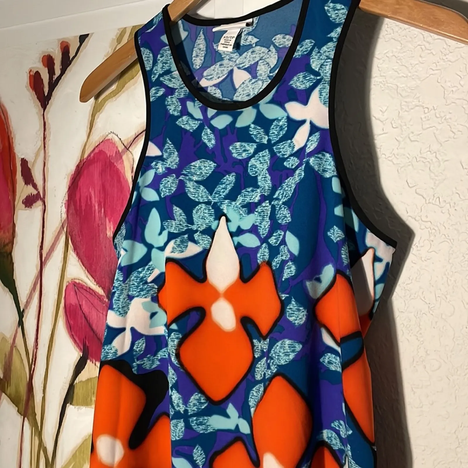 Peter Pilotto Tank Top Blue Orange Colorful Vacation Cruise Artsy Coastal Nemo Size XS - Image 6