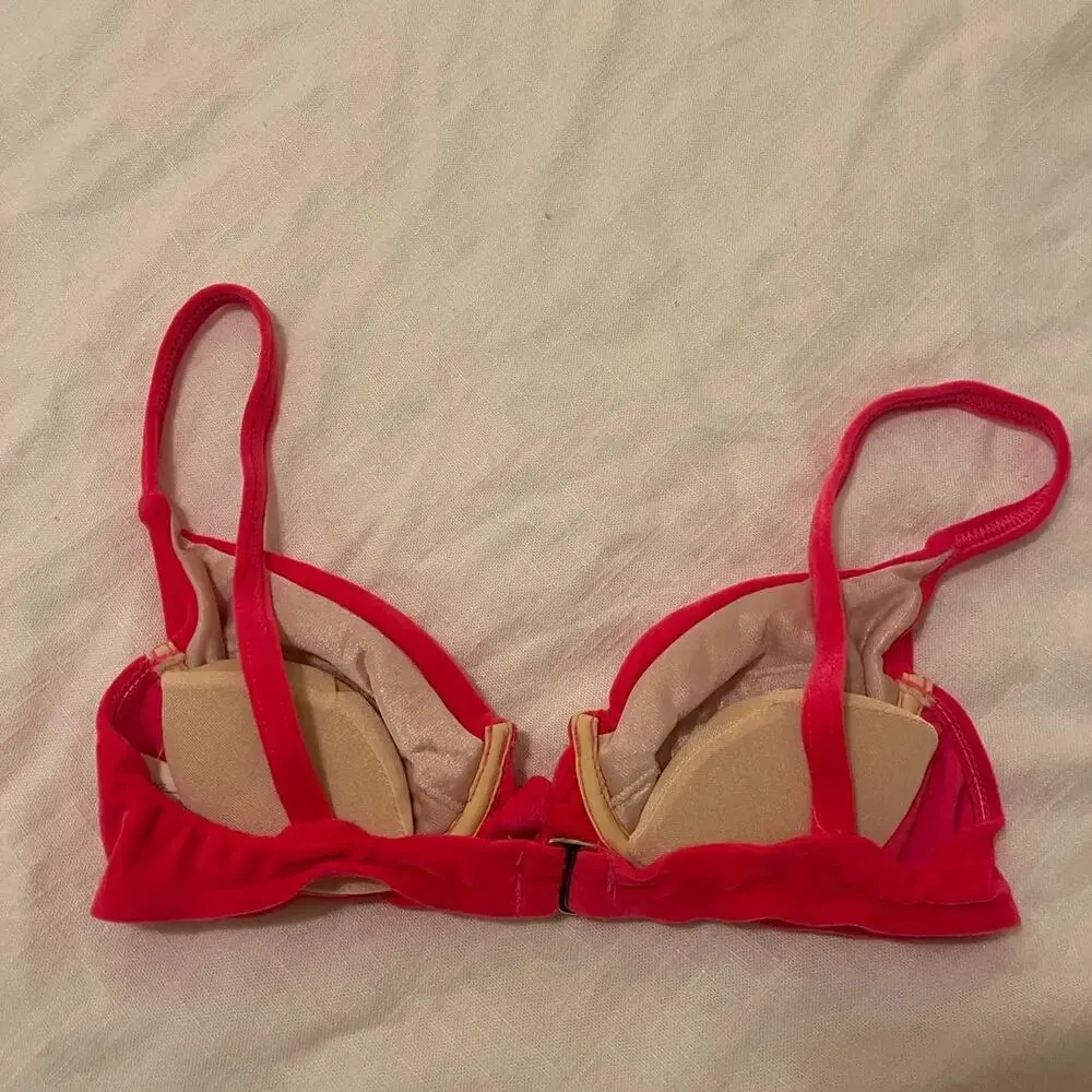 Vintage pink velvet bikini top small Sessa - Image 3