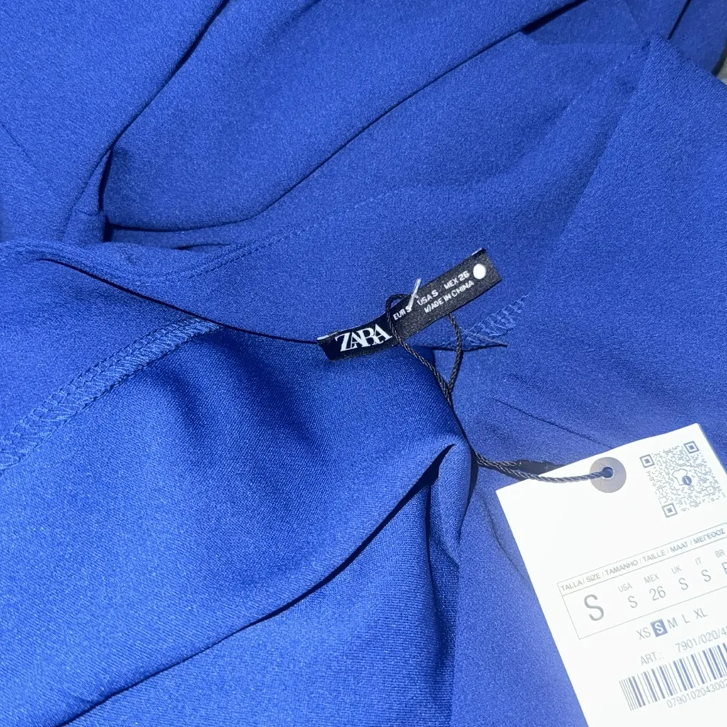 NWT ZARA Vibrant Blue Long Sleeve V Neck Maxi Dress Small Bloggers Fave - Image 7