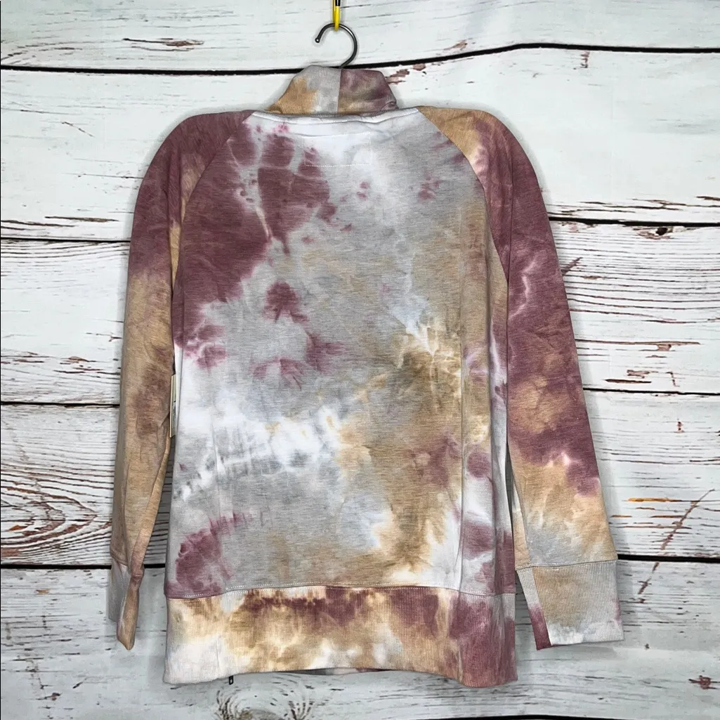 Sweatshirt Project NWT L Purple Tie Dye Zipper Detail Turtleneck Sweatshirt Top Size L - Image 3